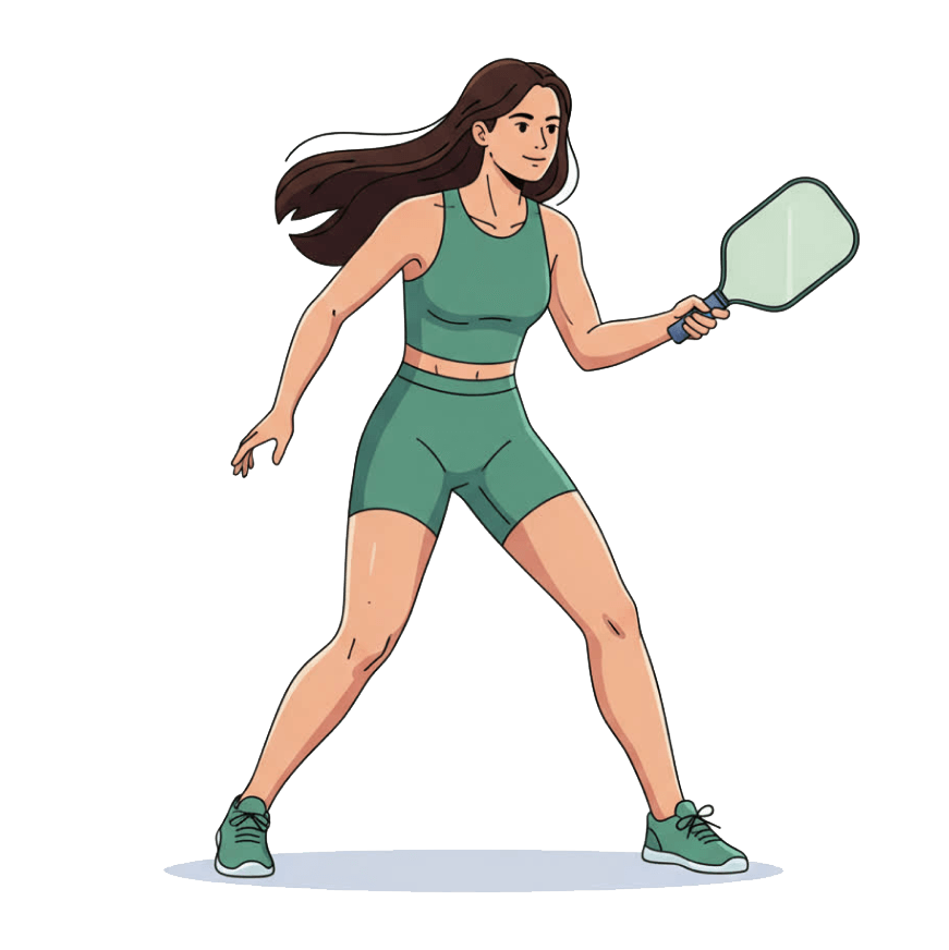 Elegant Woman Pickleball Player - Stylized illustration in athletic wear